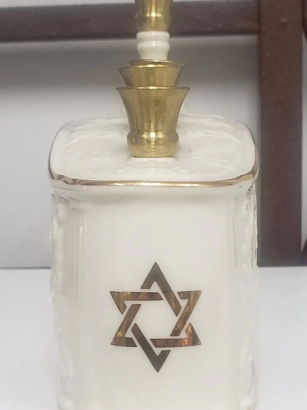 Lenox Cream and Gold Embossed Menorah